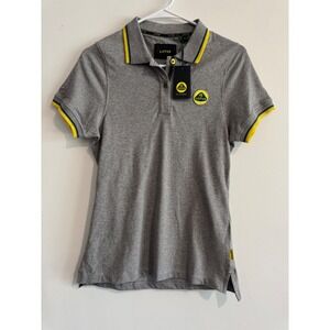 Lotus Cars Official Polo‎ Shirt Womens Size 8 Grey Yellow Tipped Racing Logo F1